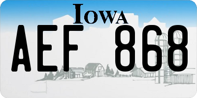 IA license plate AEF868