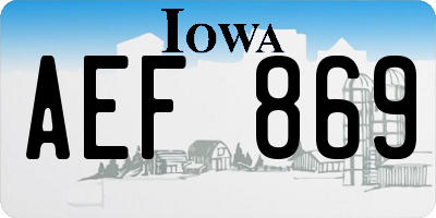 IA license plate AEF869