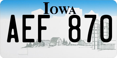 IA license plate AEF870