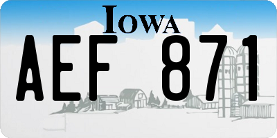 IA license plate AEF871