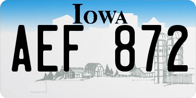 IA license plate AEF872