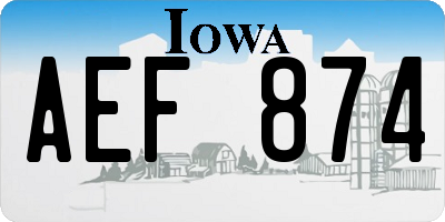 IA license plate AEF874