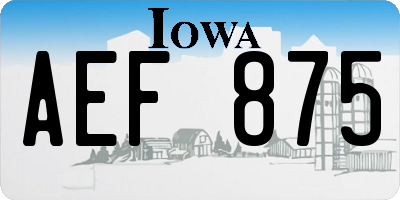 IA license plate AEF875