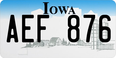 IA license plate AEF876