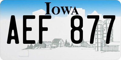 IA license plate AEF877