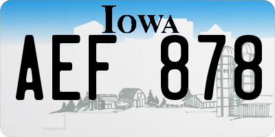 IA license plate AEF878