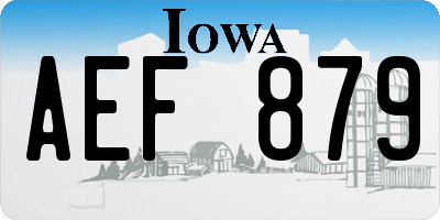 IA license plate AEF879