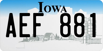 IA license plate AEF881