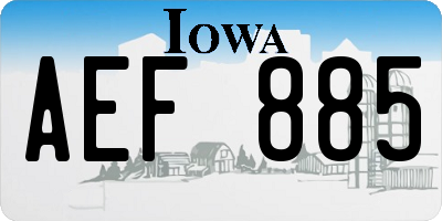 IA license plate AEF885