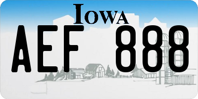 IA license plate AEF888