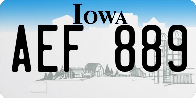 IA license plate AEF889