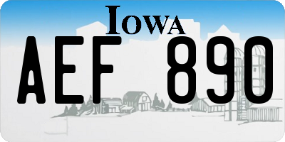 IA license plate AEF890