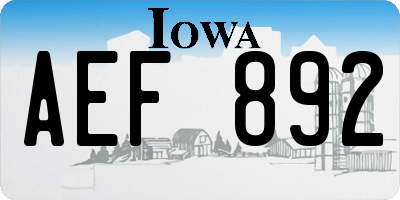 IA license plate AEF892