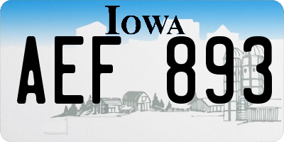 IA license plate AEF893