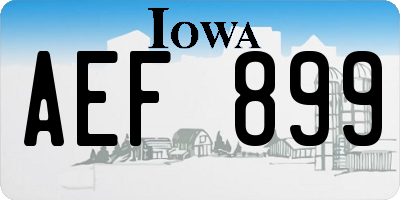 IA license plate AEF899