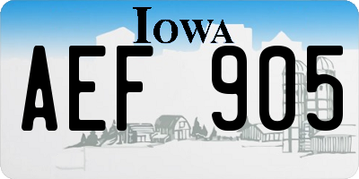 IA license plate AEF905