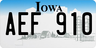 IA license plate AEF910