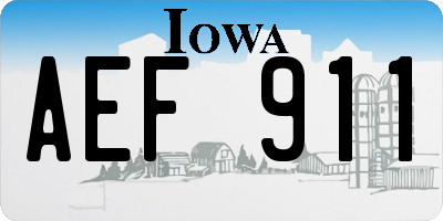 IA license plate AEF911