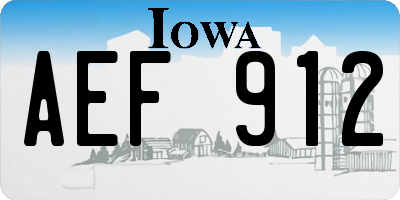 IA license plate AEF912