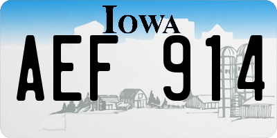 IA license plate AEF914