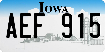 IA license plate AEF915