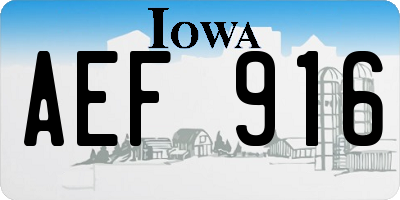 IA license plate AEF916