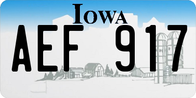 IA license plate AEF917