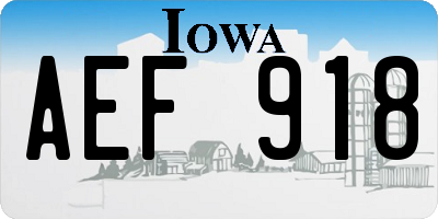 IA license plate AEF918