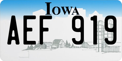 IA license plate AEF919