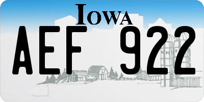 IA license plate AEF922