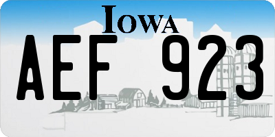 IA license plate AEF923