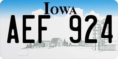 IA license plate AEF924