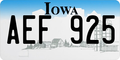 IA license plate AEF925