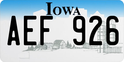 IA license plate AEF926