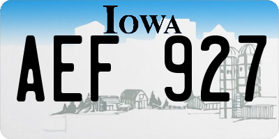 IA license plate AEF927