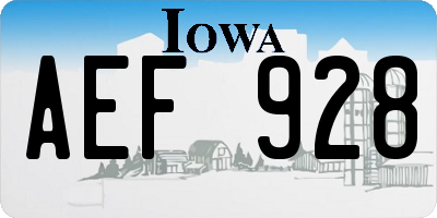 IA license plate AEF928