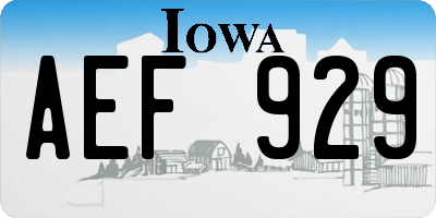 IA license plate AEF929