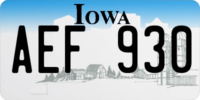 IA license plate AEF930