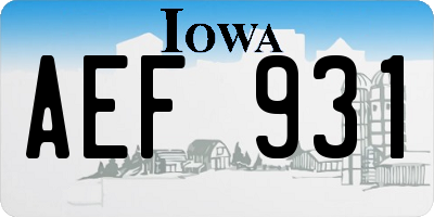 IA license plate AEF931