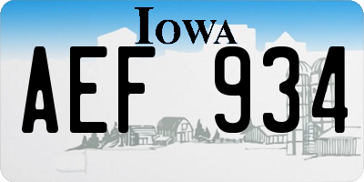 IA license plate AEF934