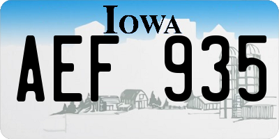 IA license plate AEF935