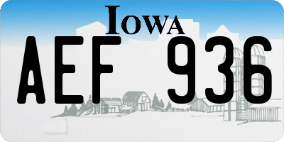 IA license plate AEF936