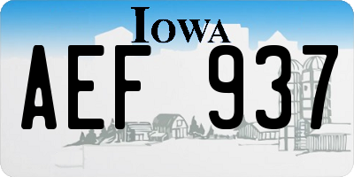 IA license plate AEF937