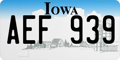 IA license plate AEF939