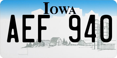 IA license plate AEF940