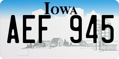 IA license plate AEF945