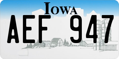 IA license plate AEF947