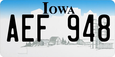 IA license plate AEF948