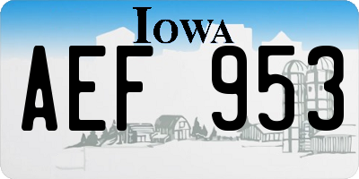 IA license plate AEF953