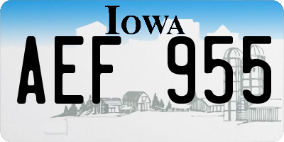 IA license plate AEF955